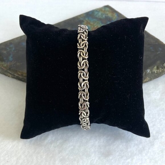 Sterling Silver 925 AK Turkey 6MM Byzantine Birdcage Link Chain Bracelet 7.5" - Picture 3 of 16